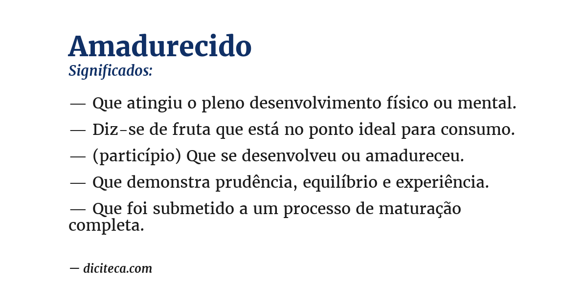 Significado de amadurecido