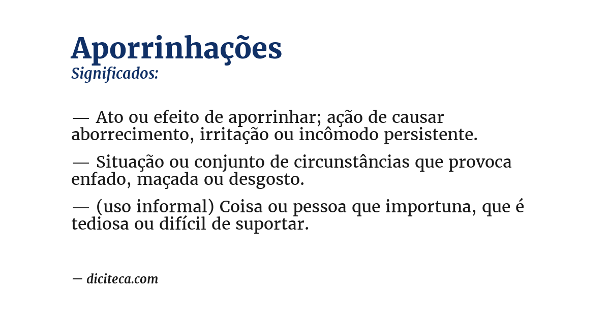 Significado de aporrinhações
