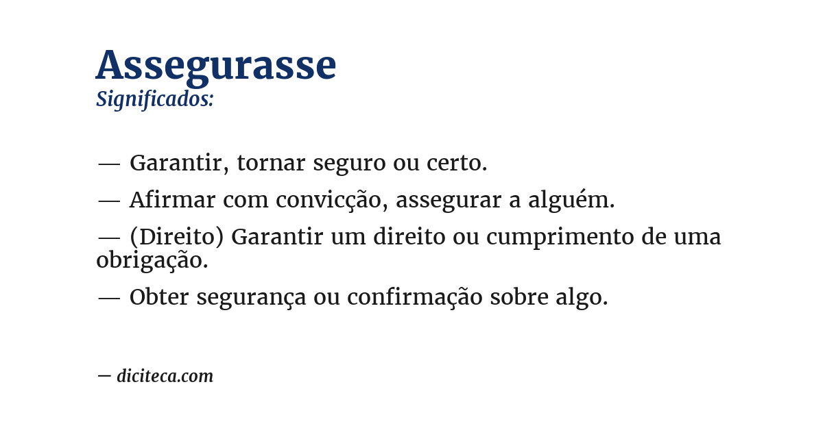 Significado de assegurasse