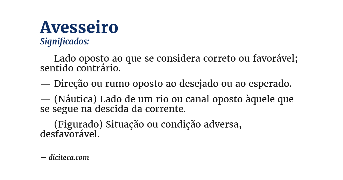 Significado de avesseiro