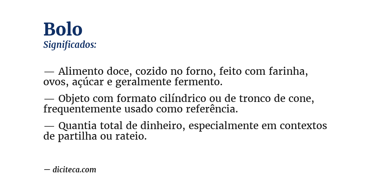 Significado de bolo
