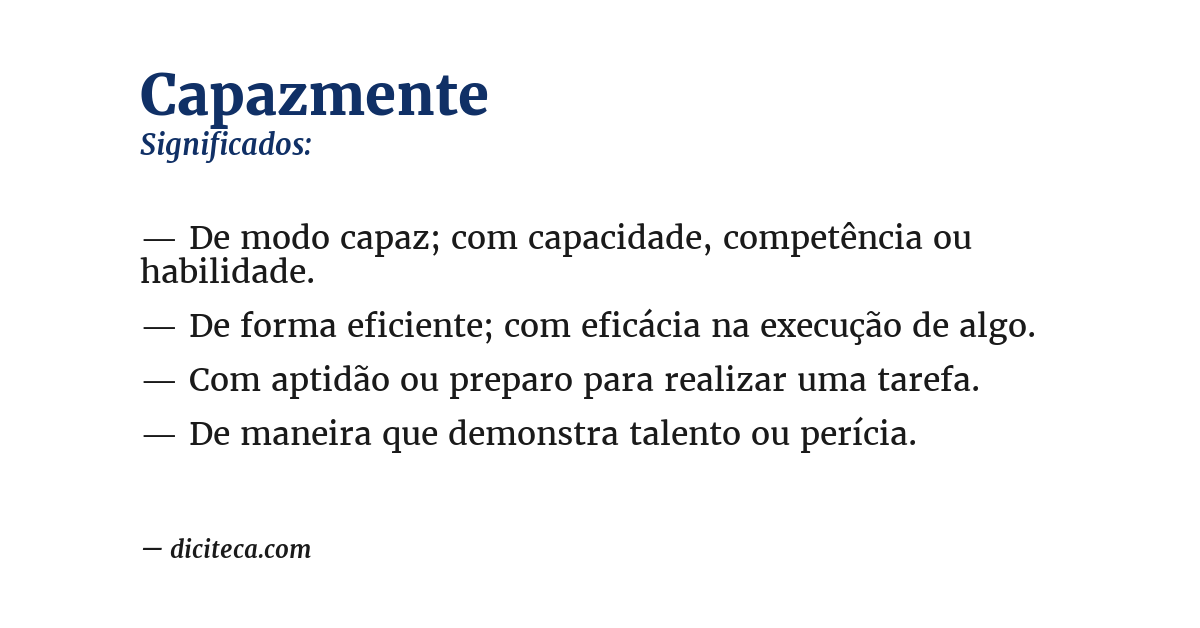 Significado de capazmente