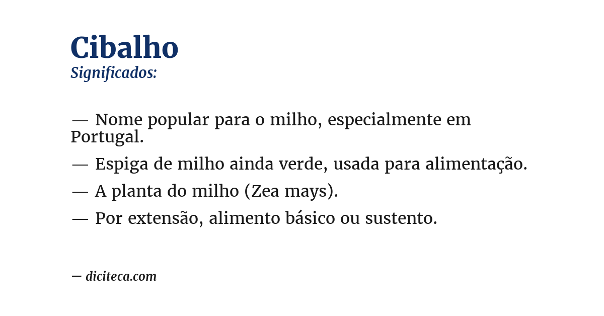 Significado de cibalho