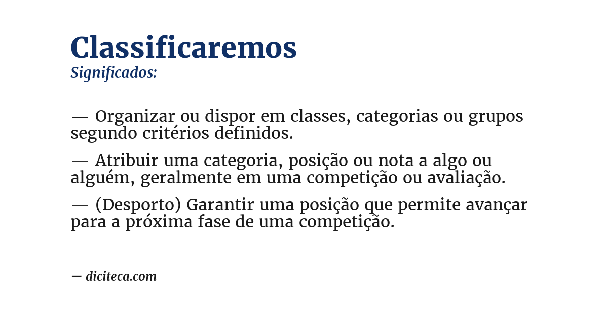 Significado de classificaremos