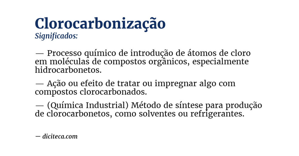 Significado de clorocarbonização