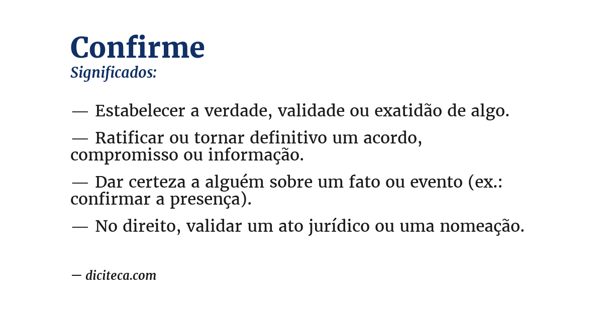 Significado de confirme