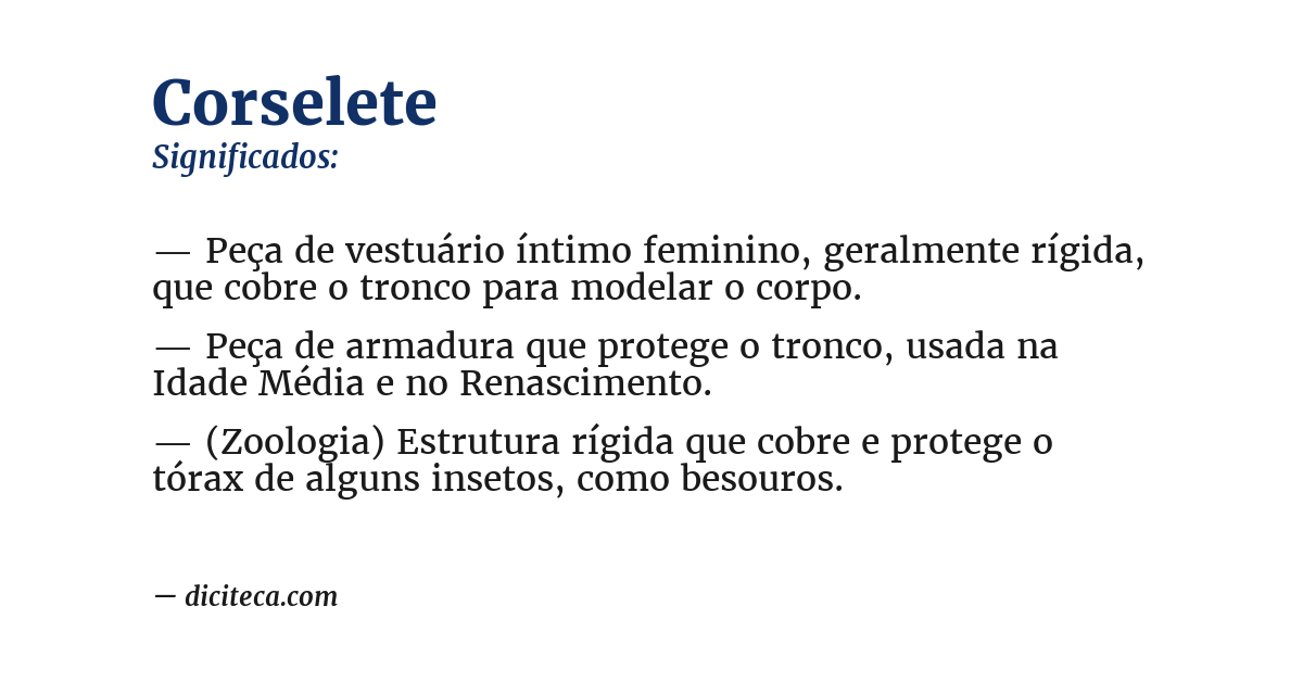 Significado de corselete