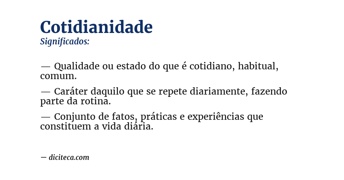 Significado de cotidianidade