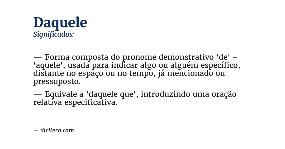 Significado de daquele