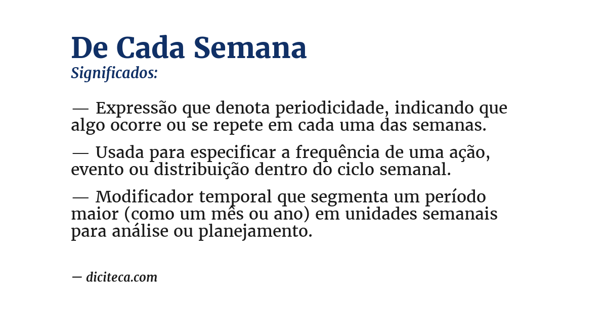 Significado de de cada semana