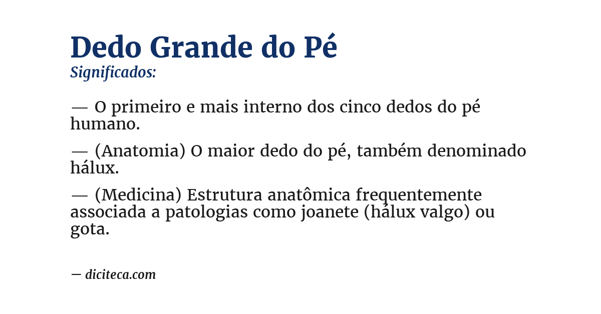 Significado de dedo grande do pé