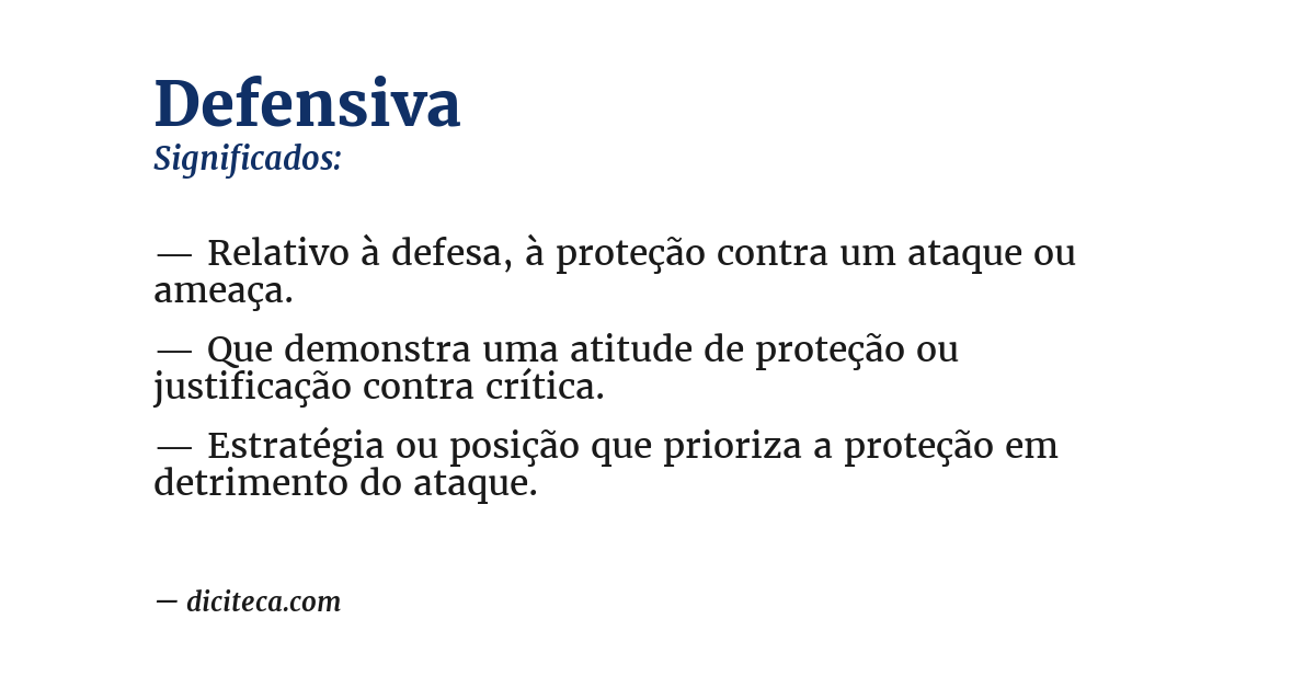 Significado de defensiva