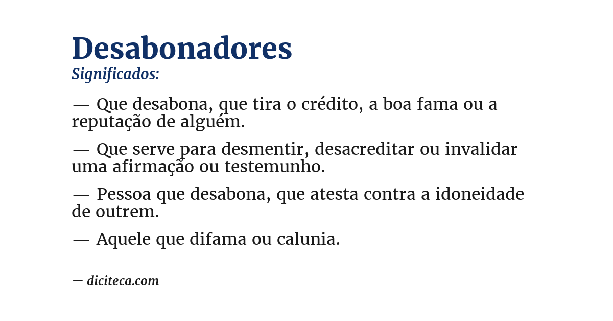 Significado de desabonadores