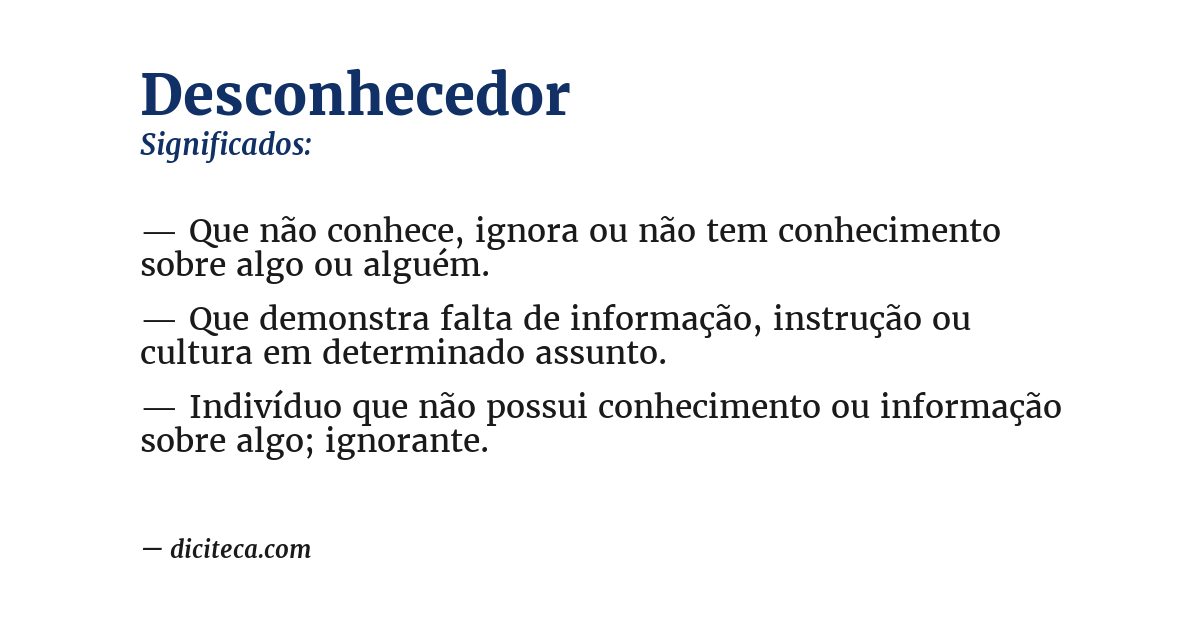 Significado de desconhecedor