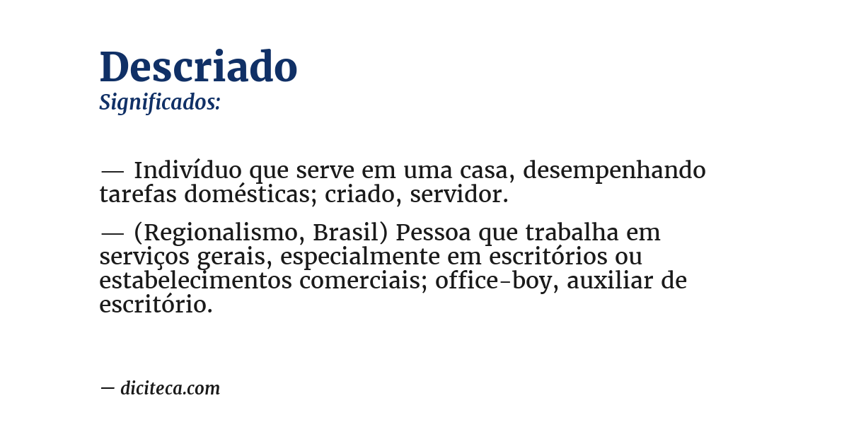 Significado de descriado