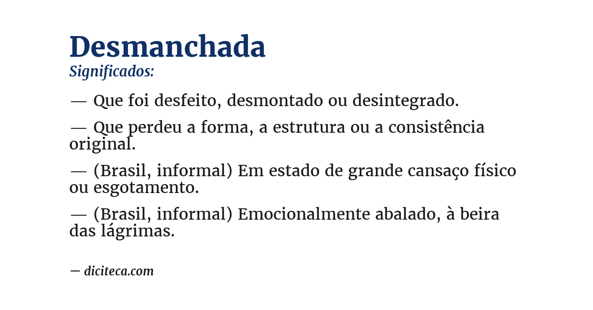 Significado de desmanchada
