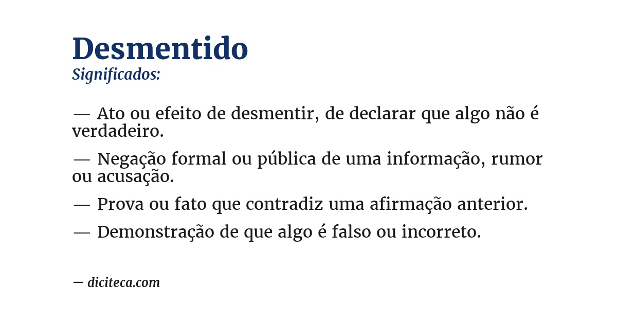 Significado de desmentido
