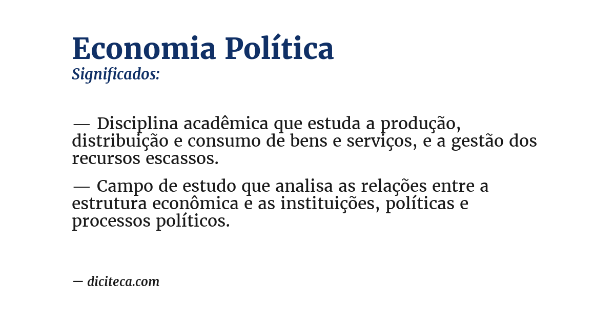 Significado de economia política
