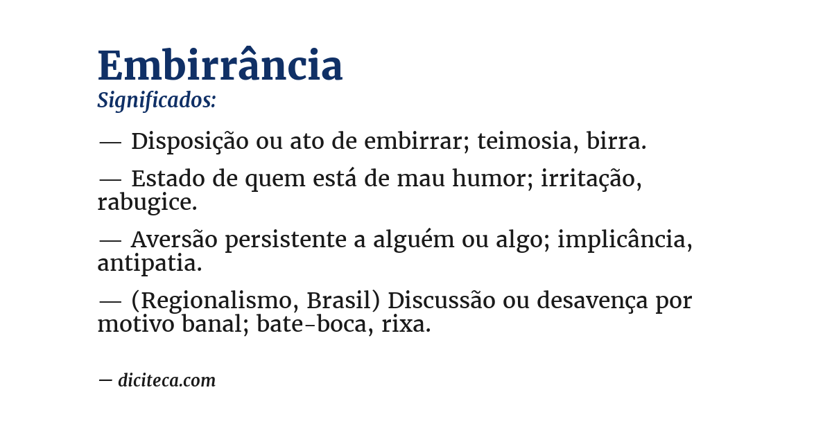 Significado de embirrância