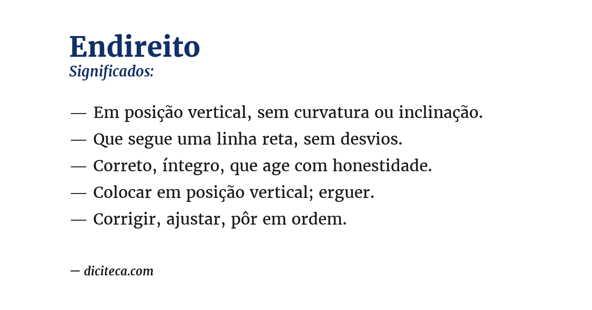 Significado de endireito