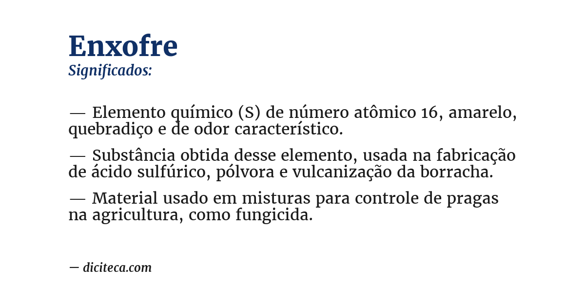 Significado de enxofre