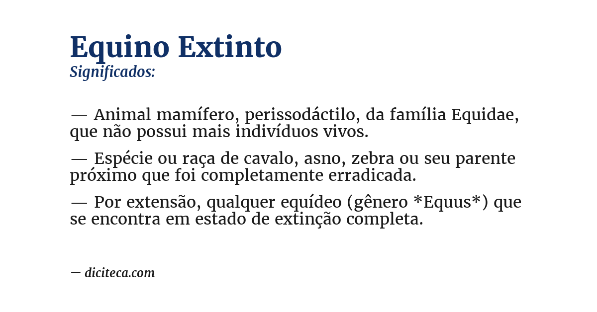 Significado de equino extinto