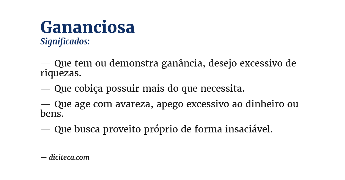 Significado de gananciosa