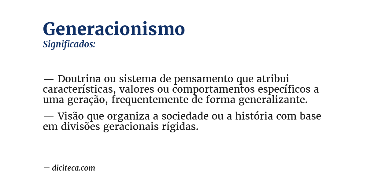 Significado de generacionismo