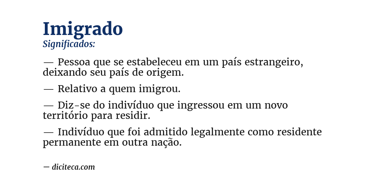 Significado de imigrado