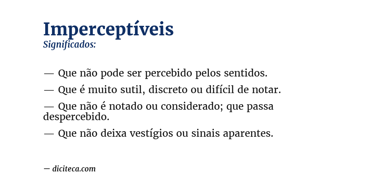 Significado de imperceptíveis