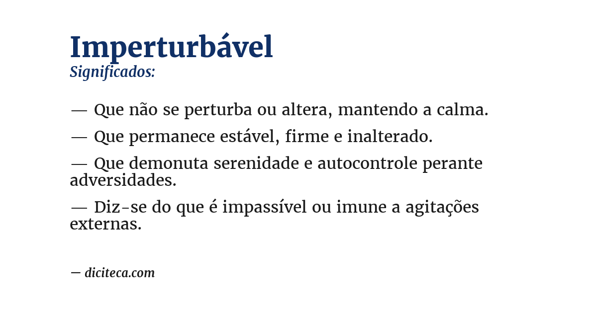Significado de imperturbável