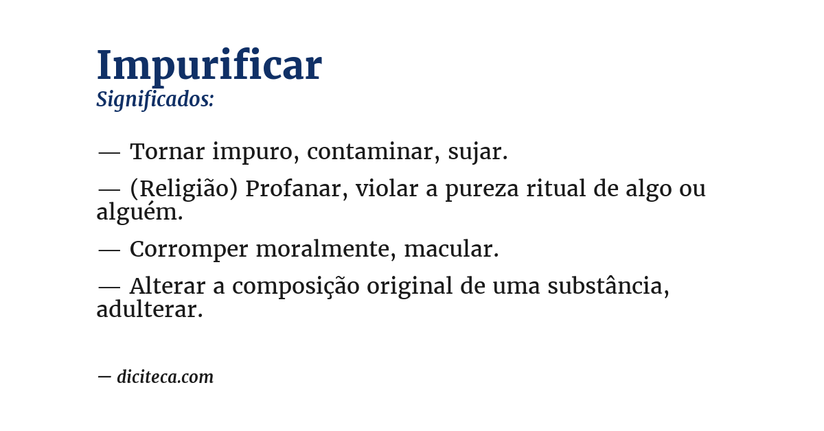 Significado de impurificar