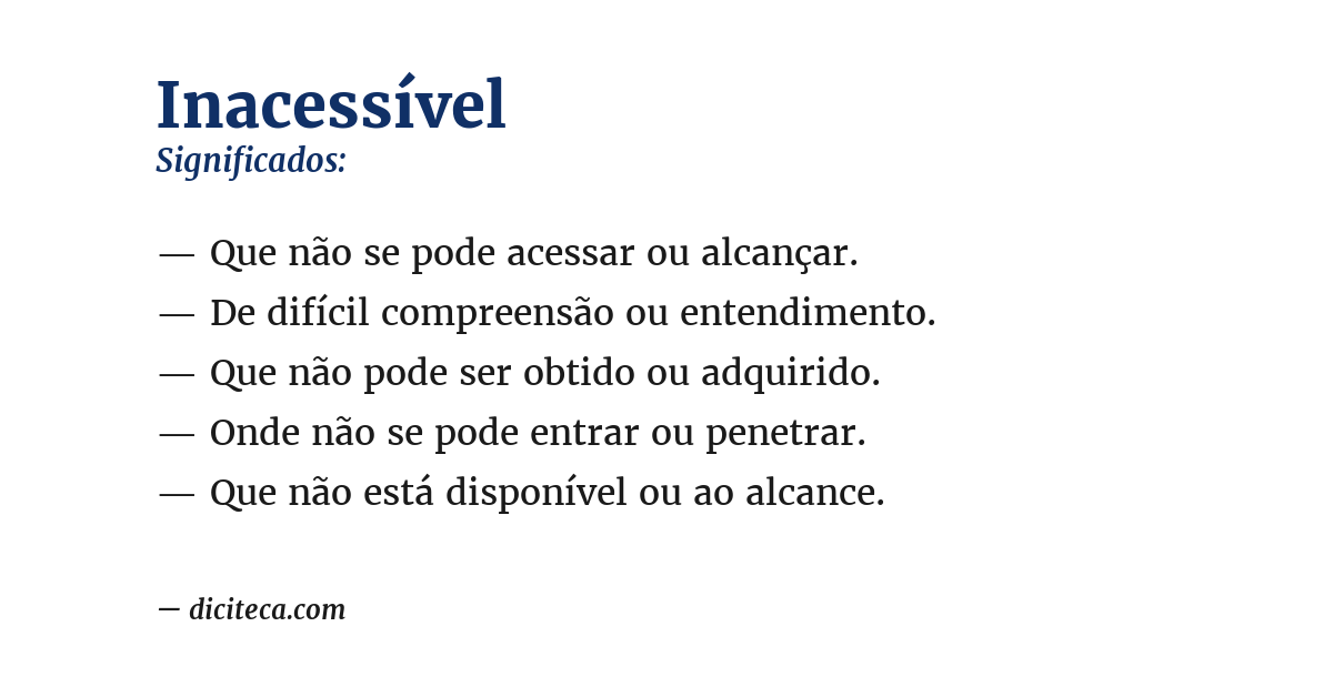 Significado de inacessível