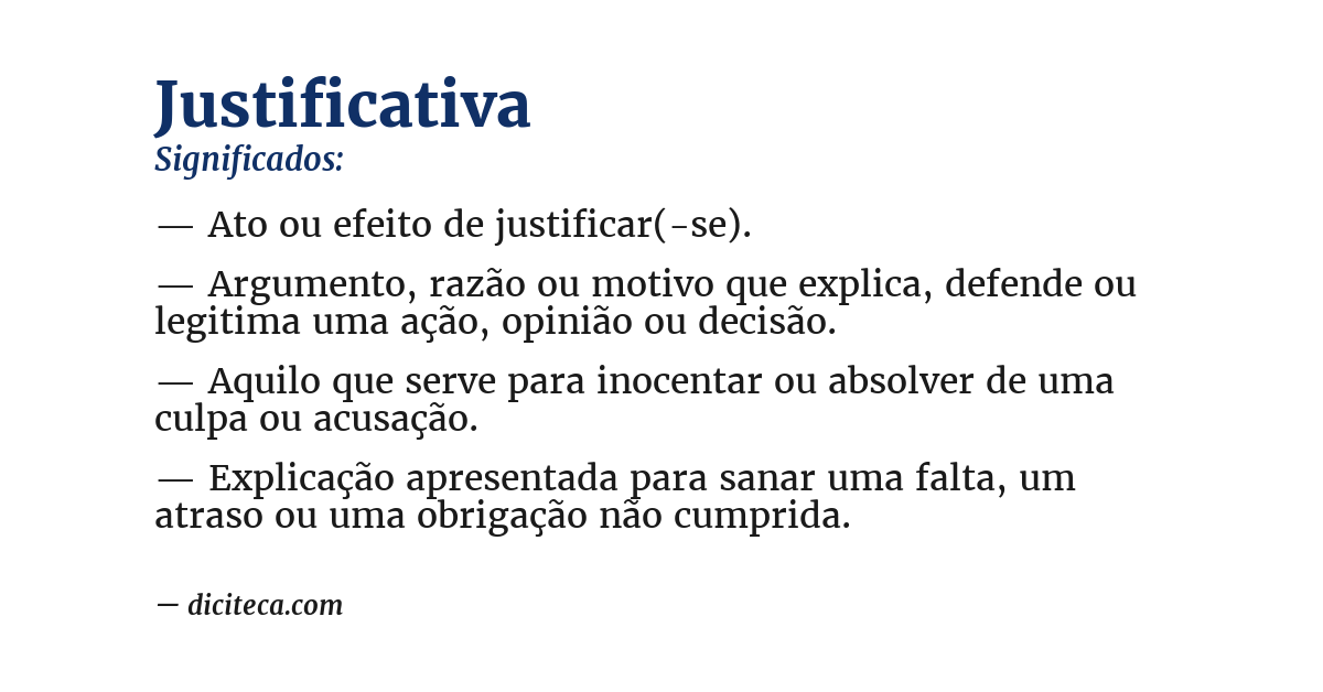 Significado de justificativa