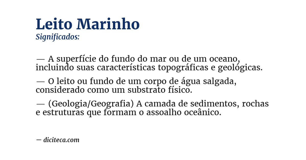 Significado de leito marinho