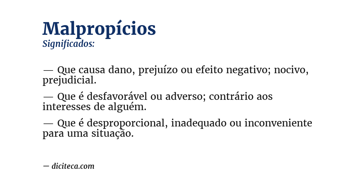 Significado de malpropícios