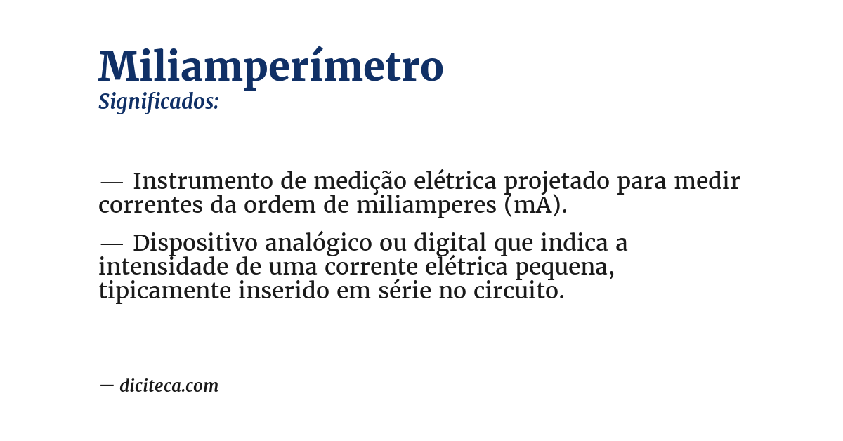 Significado de miliamperímetro