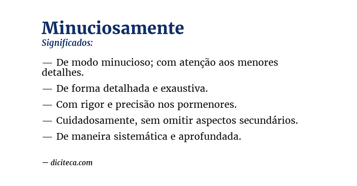 Significado de minuciosamente