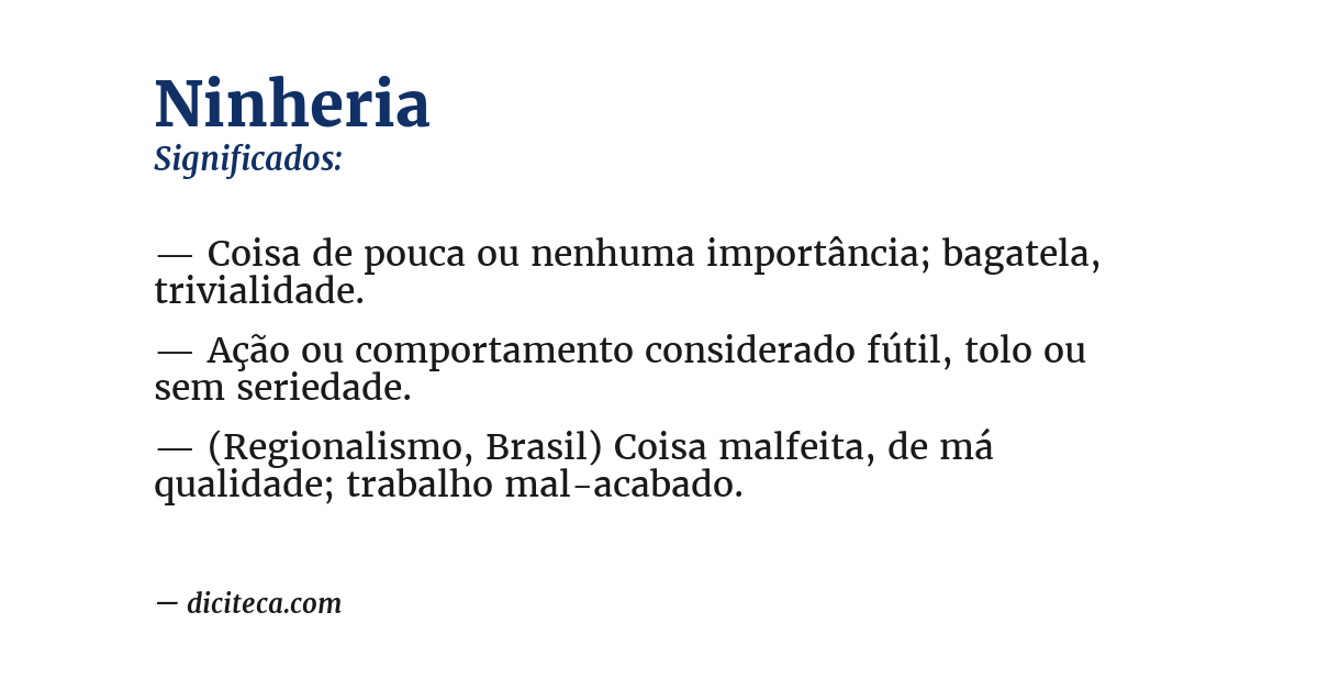 Significado de ninheria