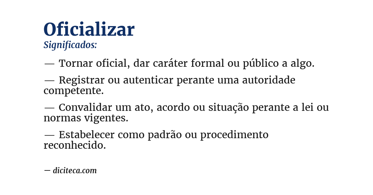 Significado de oficializar