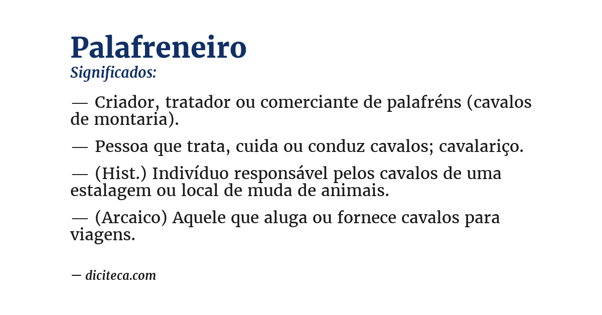 Significado de palafreneiro