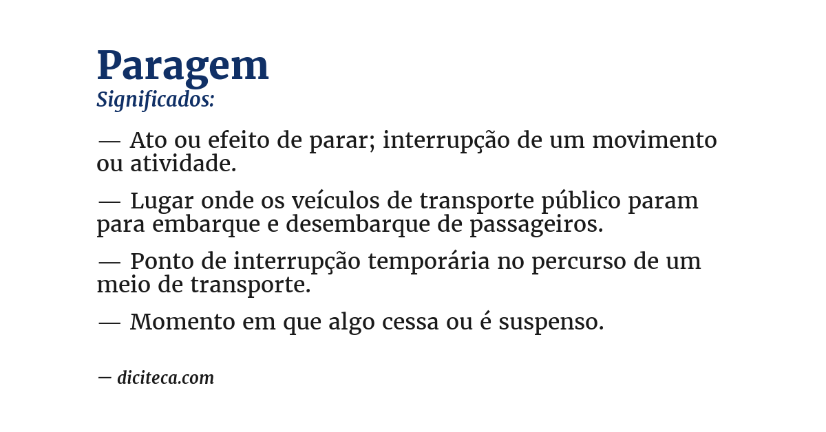 Significado de paragem