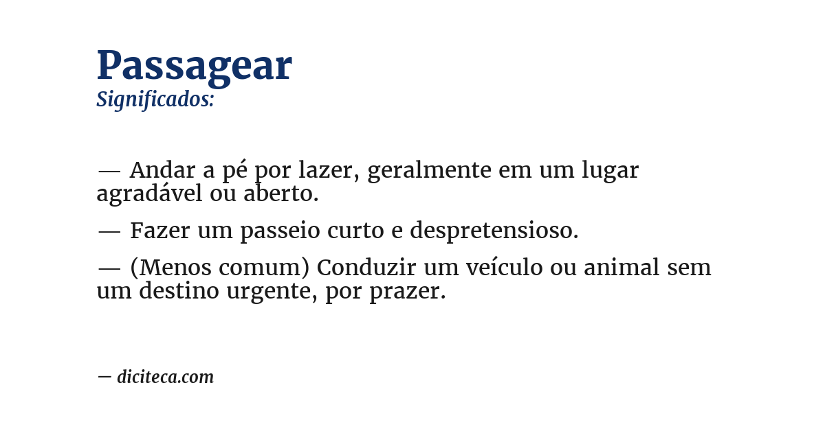 Significado de passagear