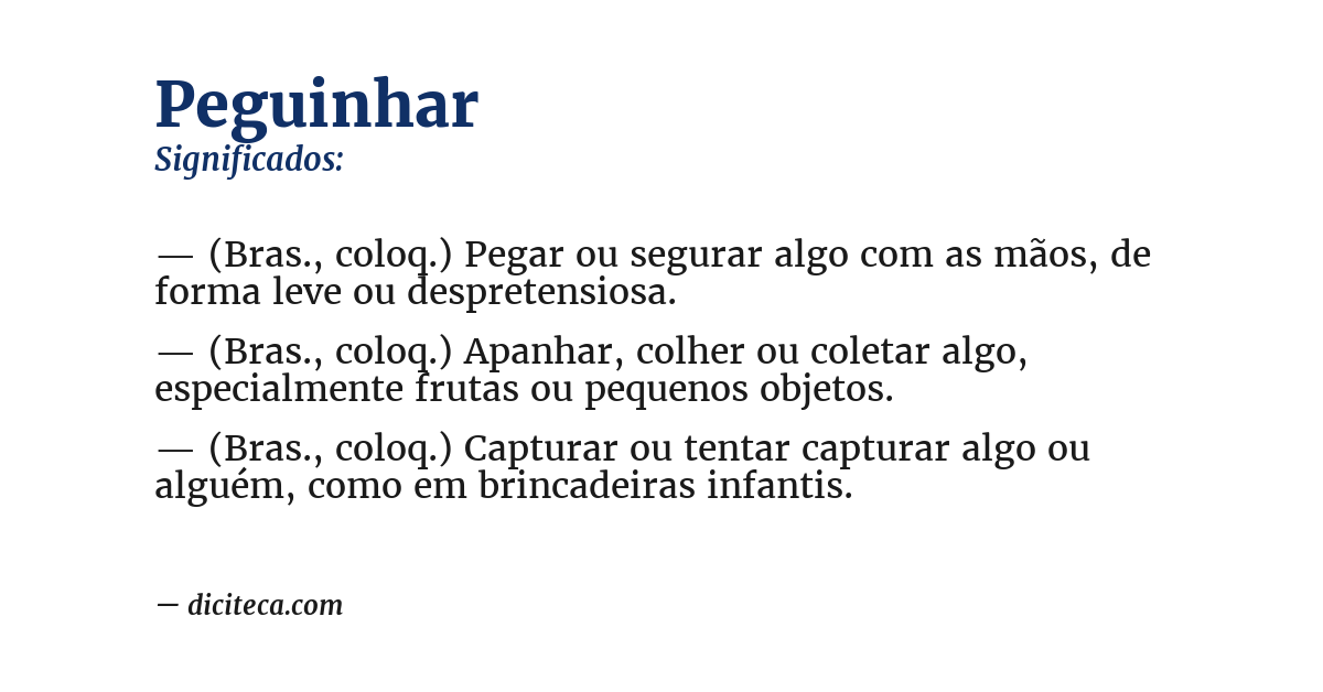 Significado de peguinhar