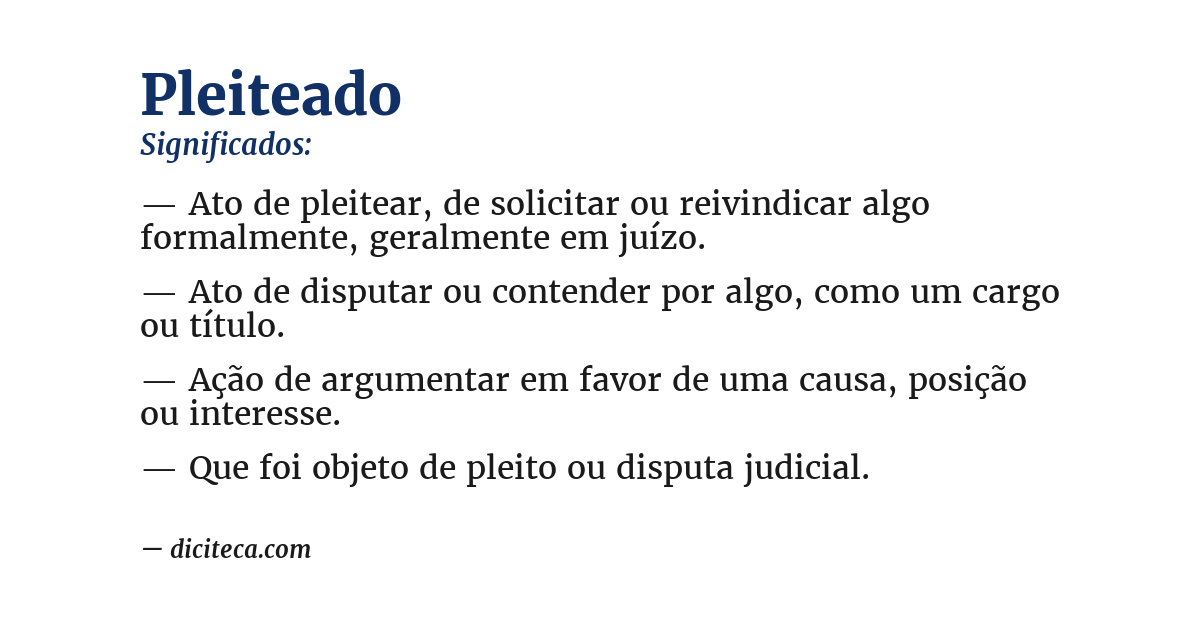 Significado de pleiteado