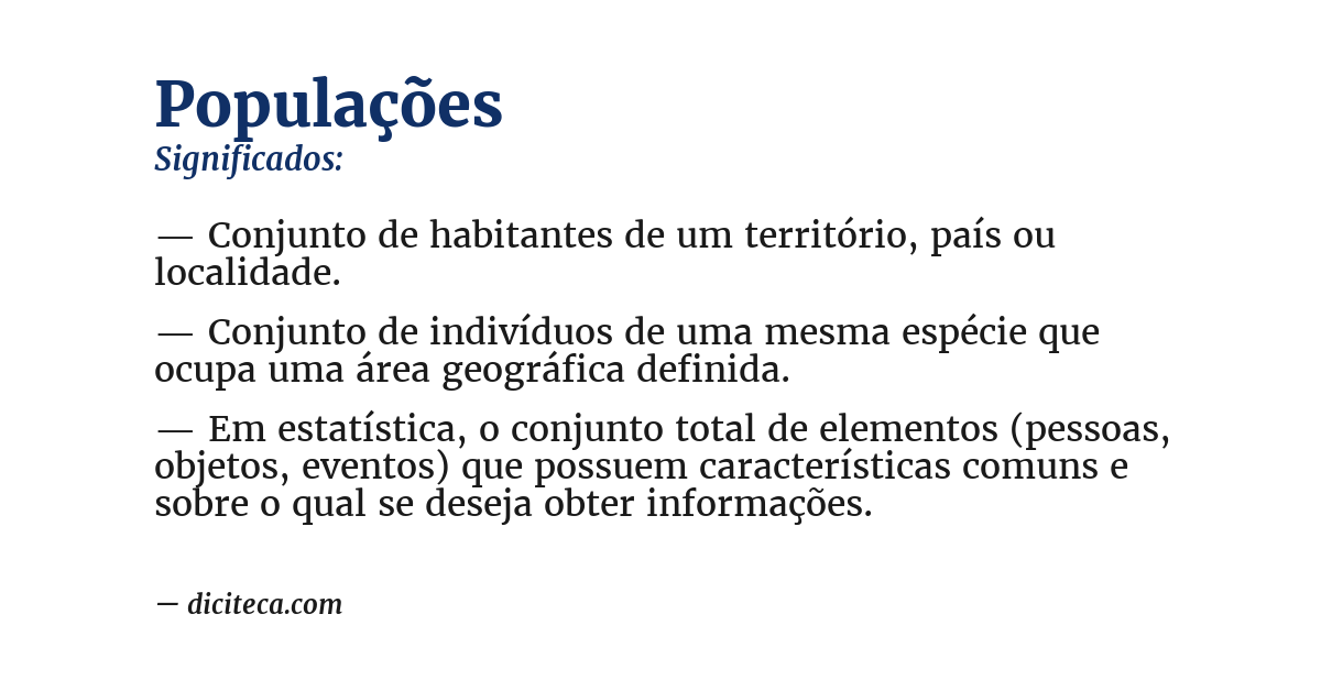 Significado de populações