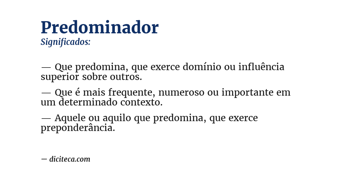 Significado de predominador