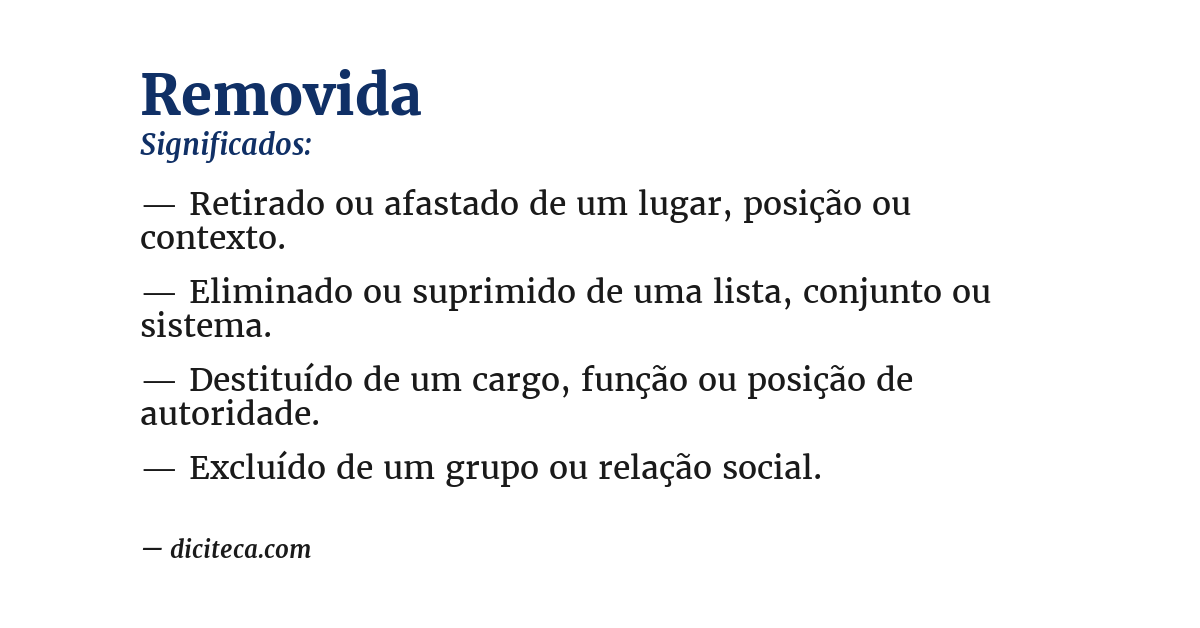 Significado de removida