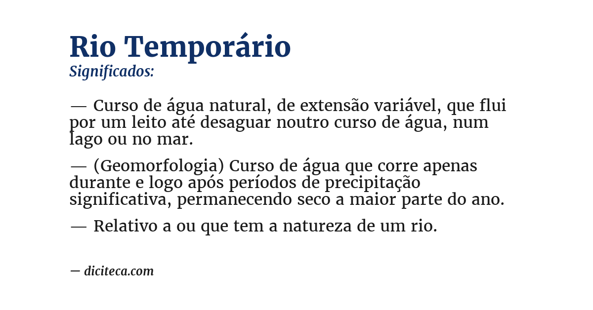Significado de rio temporário