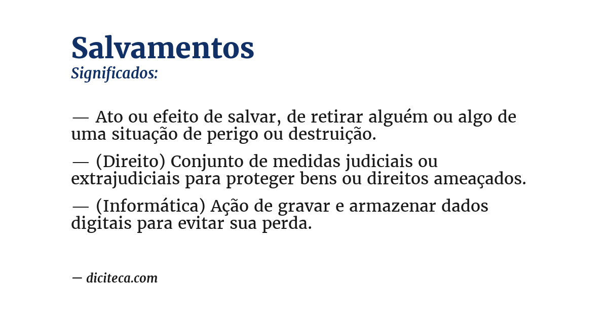 Significado de salvamentos